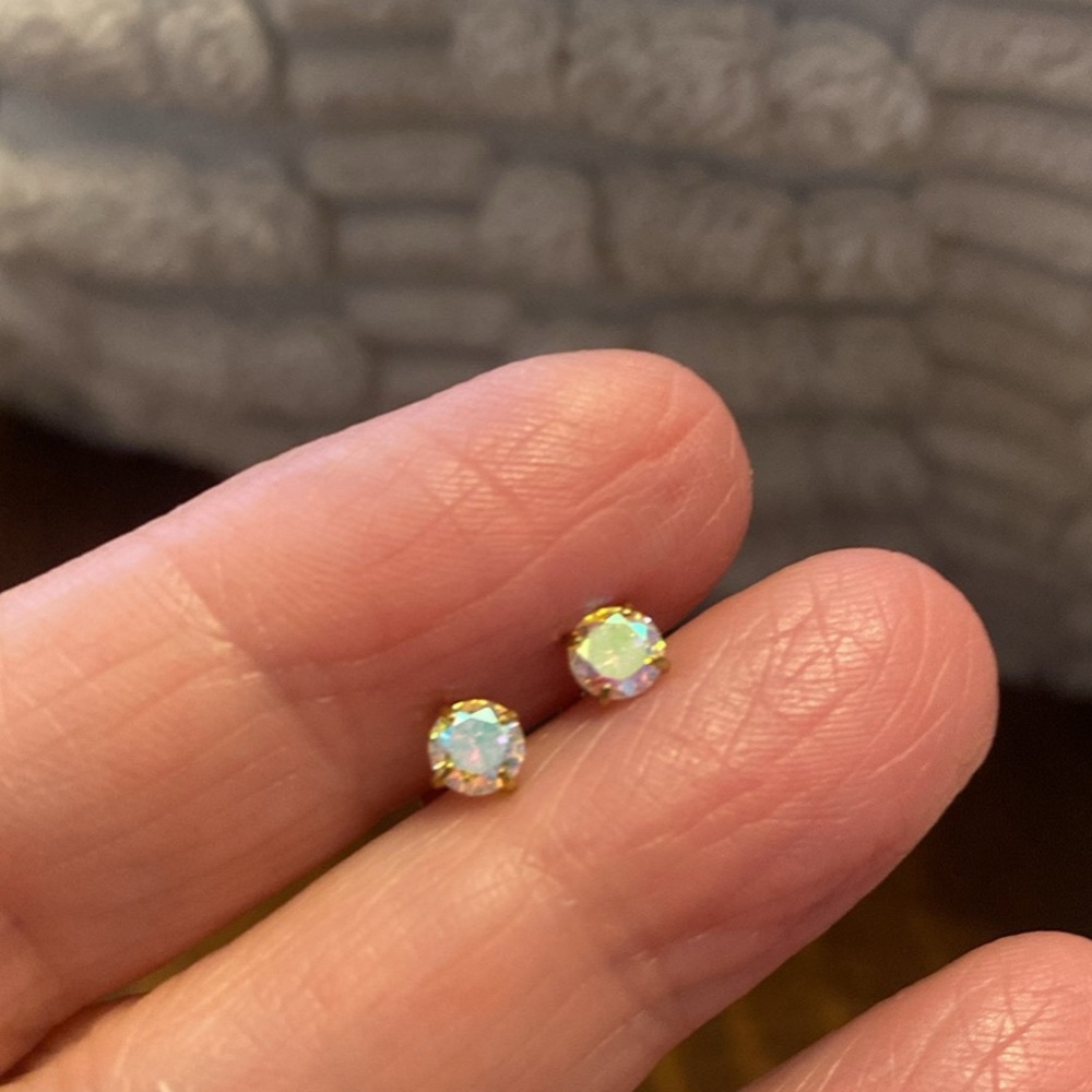 Gold Opal Stud Earrings
